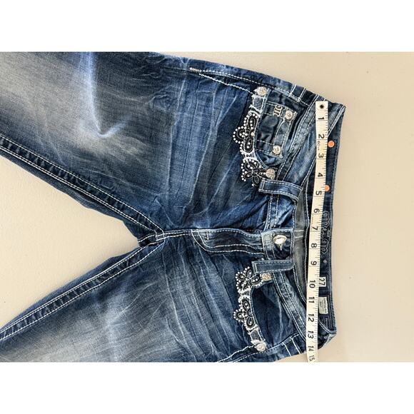 Miss Me Women's Embellished Bling Flap Pockets Signature Rise Bootcut Jeans 27 - Picture 7 of 9
